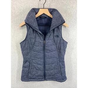 The North Face Womens S Pseudio Puffer Vest Heathered Blue Quilted Layer Outdoor